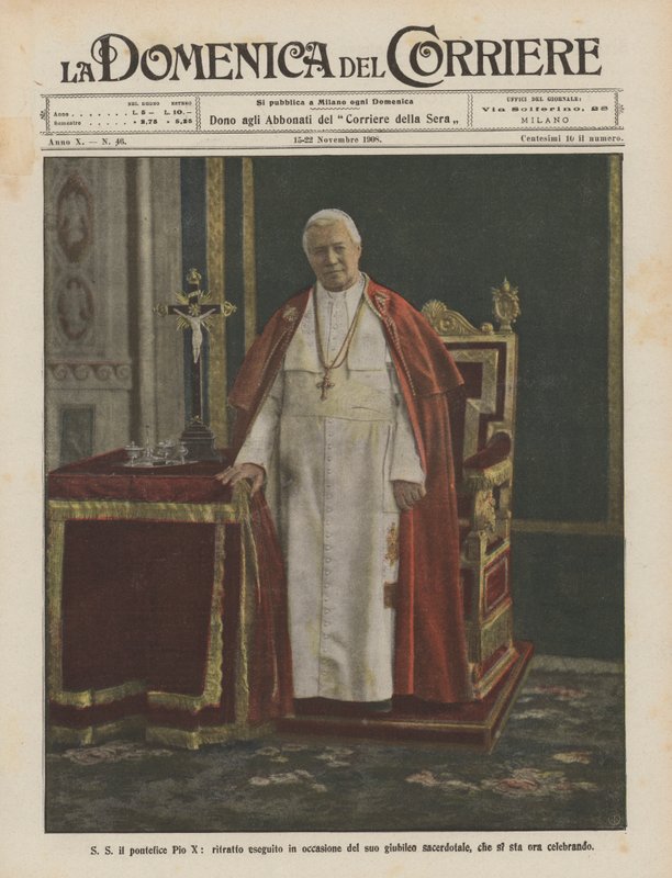 S.S. el pontífice Pío X, retrato realizado con motivo de su jubileo sacerdotal, que se está celebrando ahora de Achille Beltrame