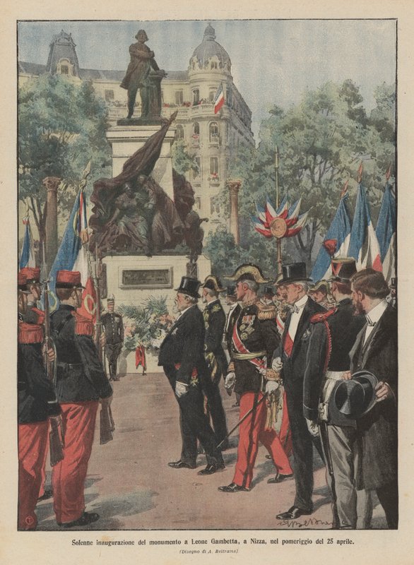 Solemne inauguración del monumento a León Gambetta, en Niza, en la tarde del 25 de abril de Achille Beltrame
