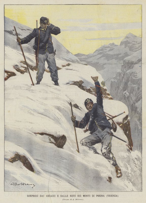Sorprendidos por el hielo y la nieve en las montañas de Posina (Vicenza) de Achille Beltrame