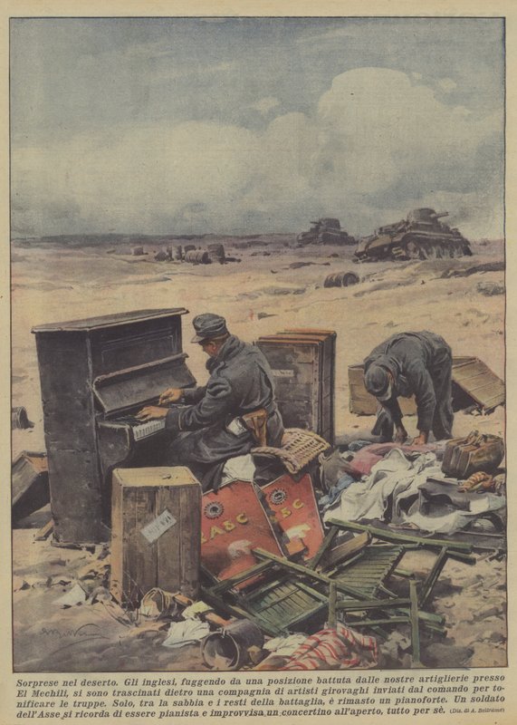 Sorpresas en el desierto (litografía en color) de Achille Beltrame