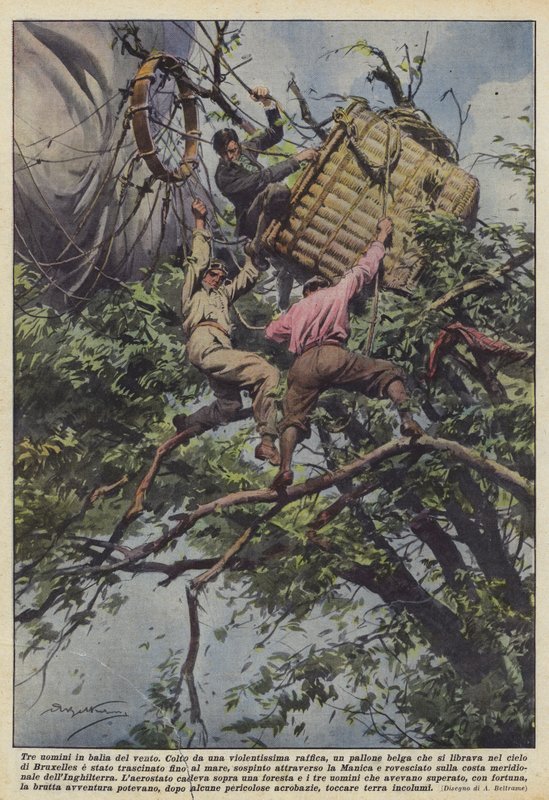 Tres hombres a merced del viento de Achille Beltrame