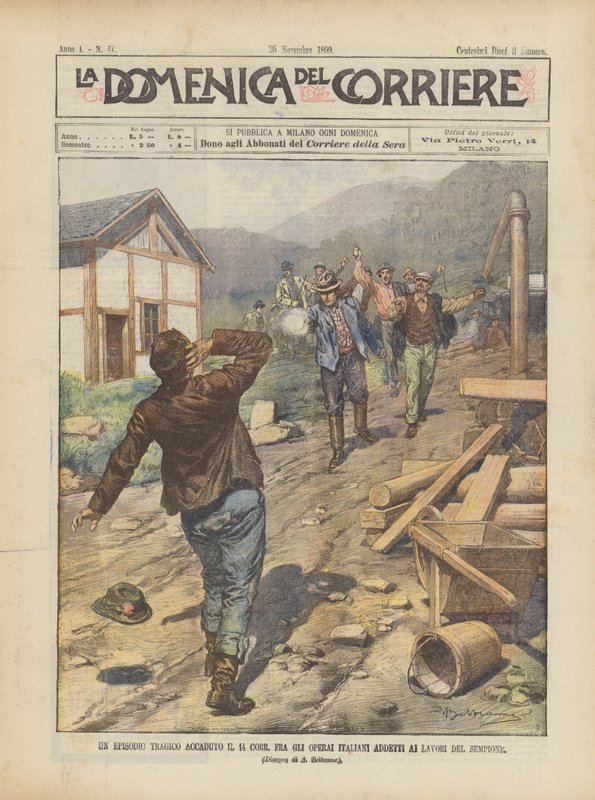 Un episodio trágico ocurrido el 14 de marzo entre los trabajadores italianos en las obras del Simplón de Achille Beltrame