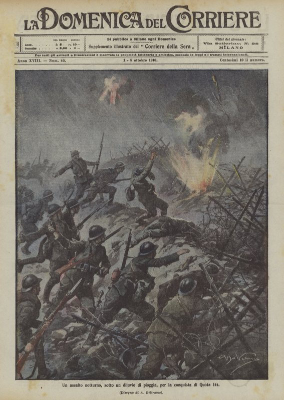 Un asalto nocturno, bajo un diluvio de lluvia, para la conquista de la Cota 144 de Achille Beltrame