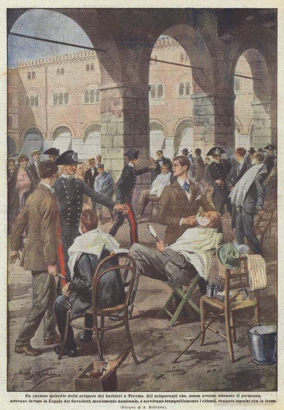 Un curioso episodio de la huelga de barberos en Treviso de Achille Beltrame