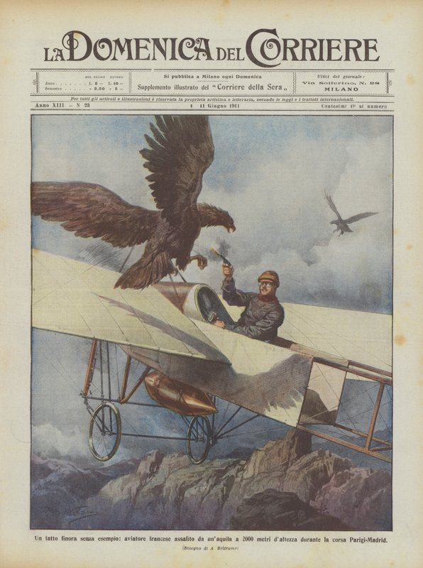 Un hecho sin precedentes, aviador francés atacado por un águila a 2000 metros de altura de Achille Beltrame