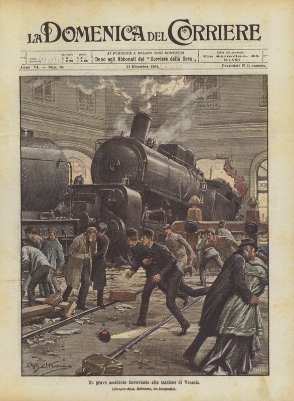 Un grave accidente ferroviario en la estación de Venecia de Achille Beltrame