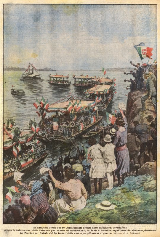 Un pintoresco desfile en el Po de Achille Beltrame