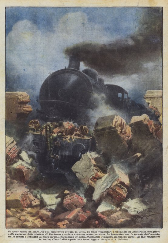 Un tren contra un muro de Achille Beltrame