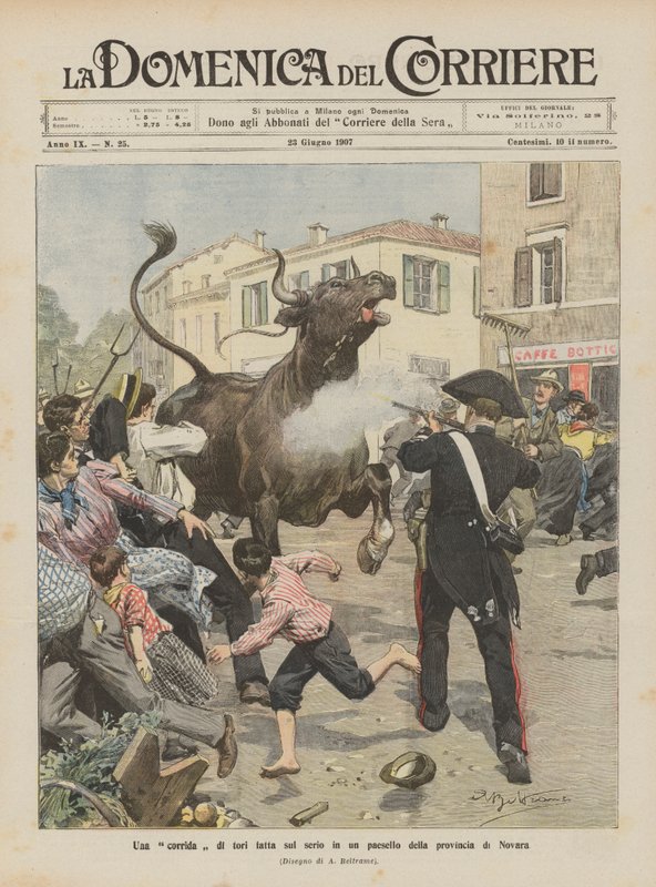 Una corrida de toros hecha en serio en un pueblecito de la provincia de Novara de Achille Beltrame