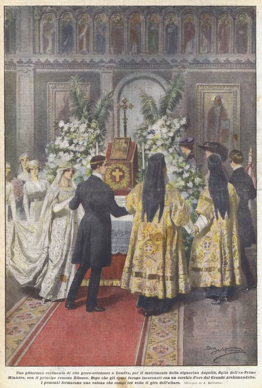 Una pintoresca ceremonia de rito greco-ortodoxo en Londres, para el matrimonio de la señorita de Achille Beltrame
