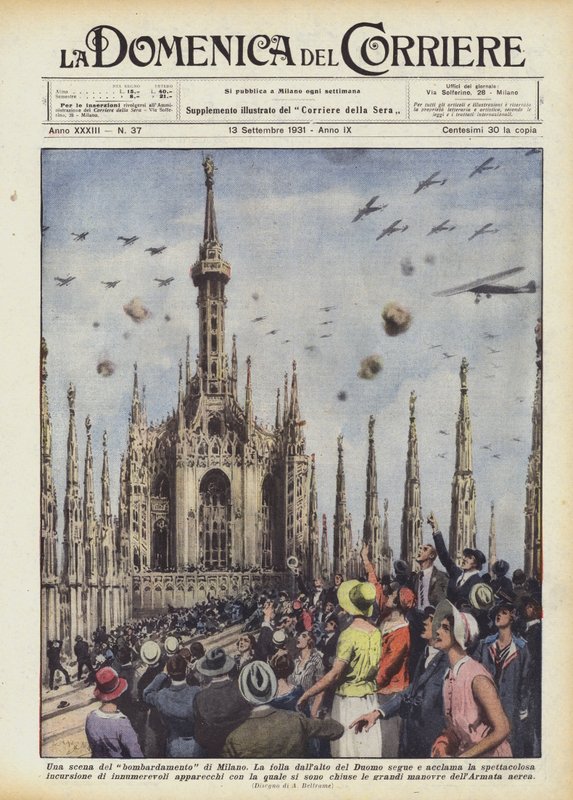 Una escena del bombardeo de Milán de Achille Beltrame