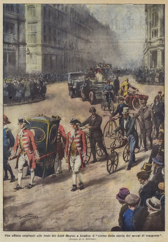 Un desfile original en las fiestas del Lord Mayor en Londres, el cortejo de la historia de los medios de transporte de Achille Beltrame
