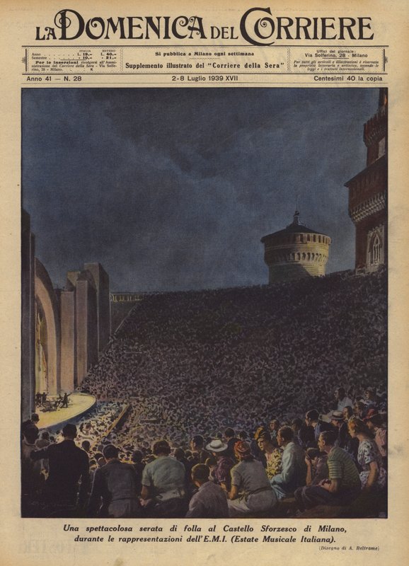 Una espectacular noche de multitud en el Castillo Sforzesco de Milán de Achille Beltrame