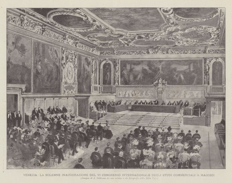 Venecia, la solemne inauguración del VI Congreso Internacional de Estudios Comerciales (4 de mayo) de Achille Beltrame