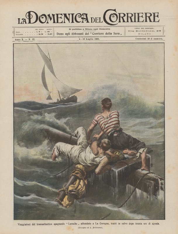 Viajeros del transatlántico español Larache hundido en La Coruña, rescatados después de treinta horas de agonía de Achille Beltrame