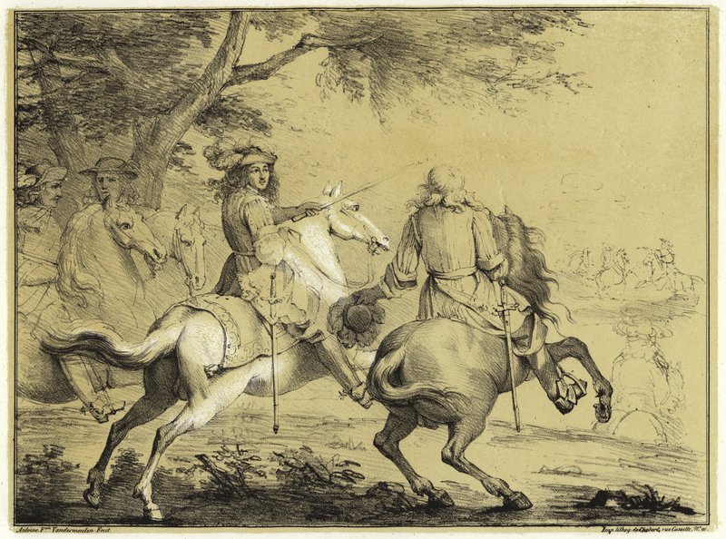 El Rey Luis XIV en la derrota del ejército español cerca del Canal de Brujas en 1667 de Adam Frans van der Meulen