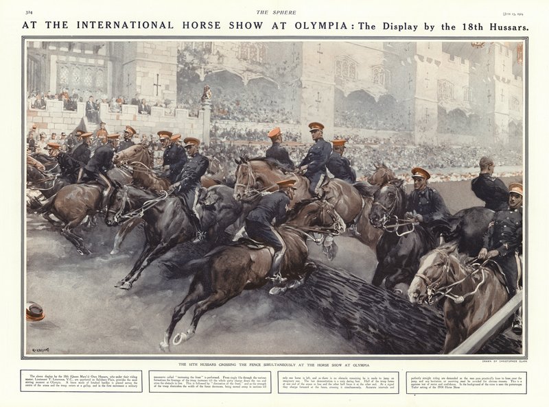 Exhibición de los 18º Húsares en el Show Internacional de Caballos en Olympia, Londres, 1914 de Addison Thomas Millar
