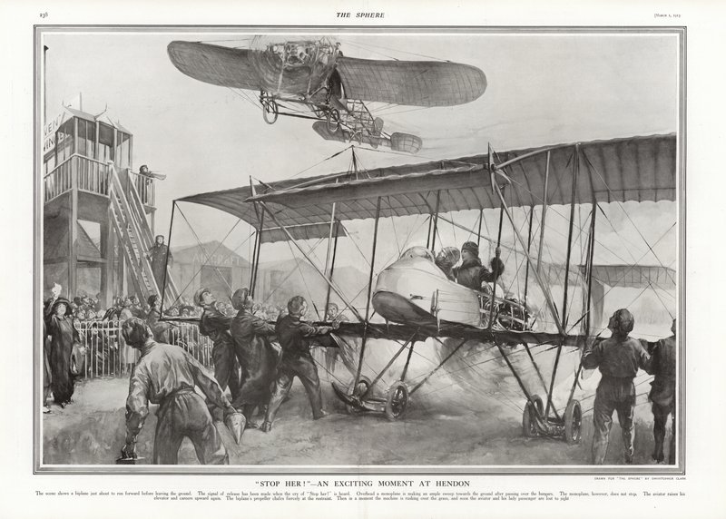 Casi accidente en el aeródromo de Hendon, 1913 de Addison Thomas Millar