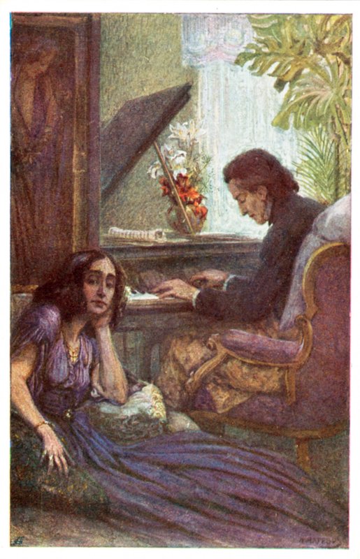 Músico y compositor, Frédéric Chopin, con George Sand por Adolf Karpellus de Adolf Karpellus