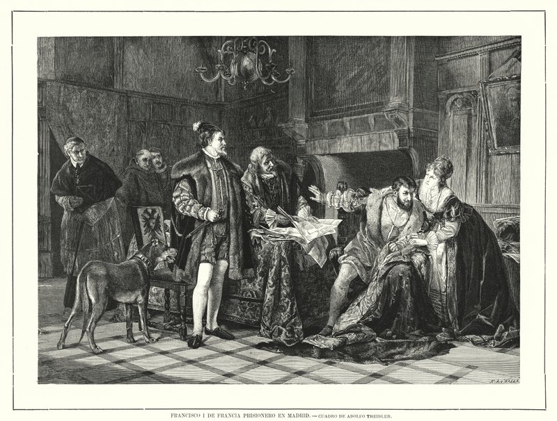 El rey Francisco I de Francia encarcelado en Milán tras su derrota en la Batalla de Pavía de Adolph (after) Treidler