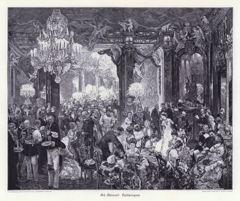Cena de baile de Adolph Friedrich Erdmann von (after) Menzel