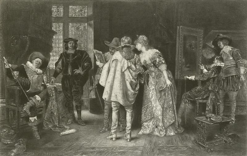 Conocedores en el estudio de Rembrandt de Adolphe-Alexandre Lesrel