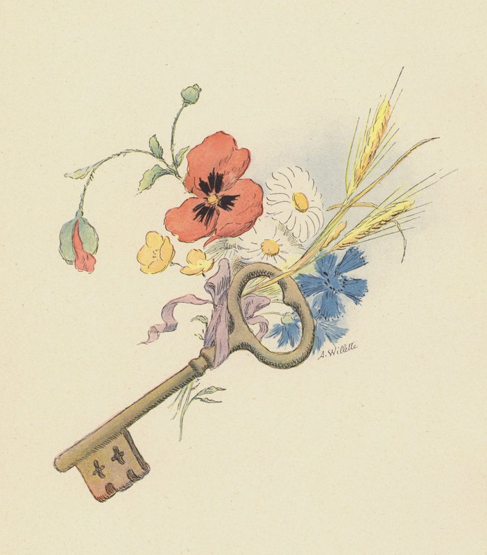Llave y flores de Adolphe Leon Willette