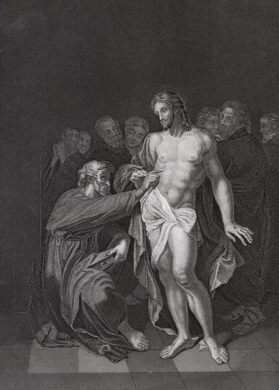 La Incredulidad de Santo Tomás, Juan, Cap 20, vs 26-29 (grabado) de Adriaan van der (after) Werff