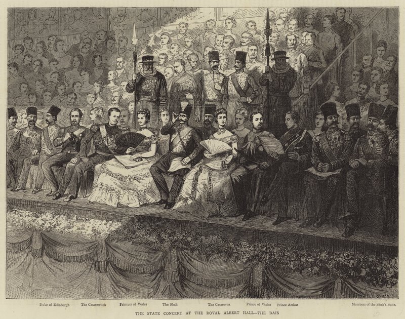 El concierto estatal en el Royal Albert Hall, el estrado de Adrien Emmanuel Marie