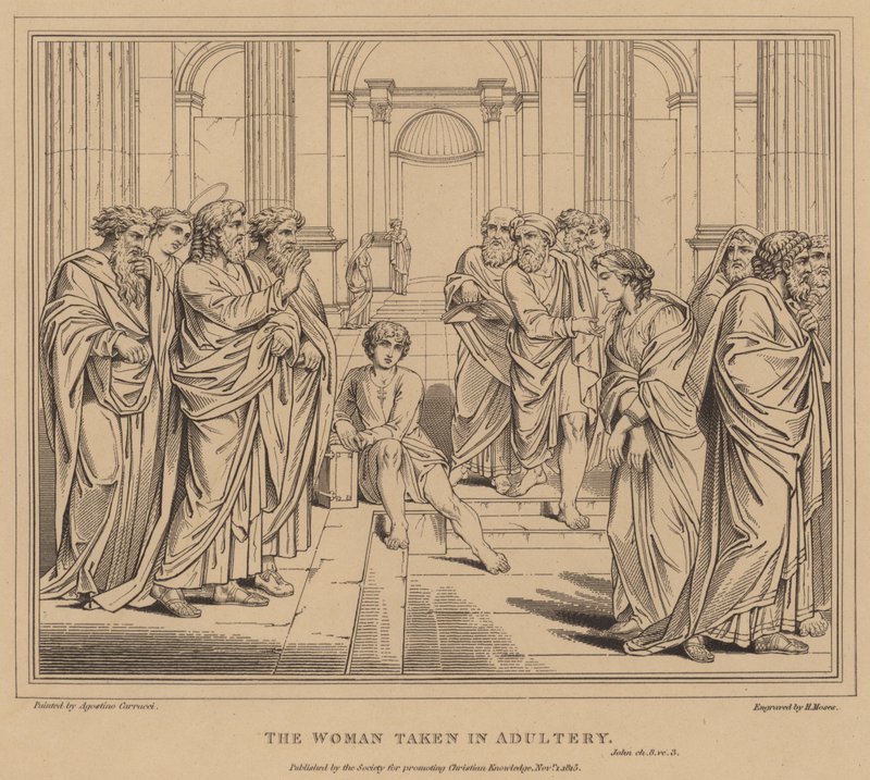 La mujer sorprendida en adulterio, Juan de Agostino Carracci