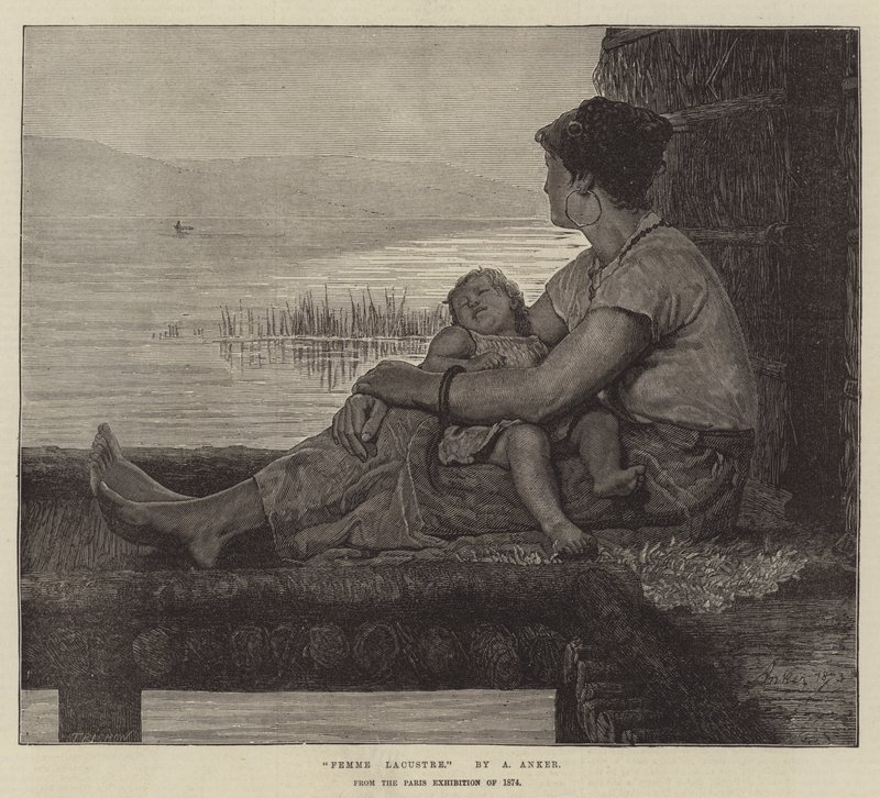 Femme Lacustre, de la Exposición de París de 1874 de Albert Anker