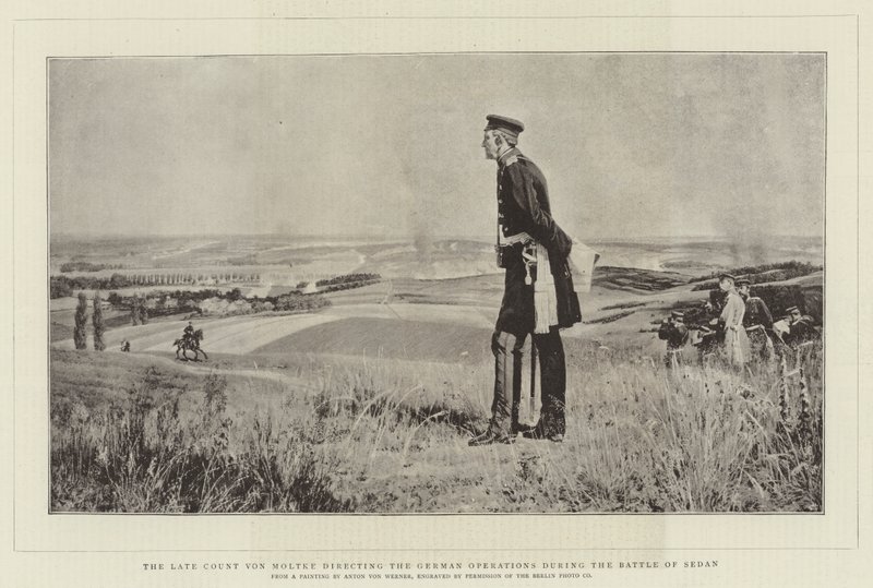 El difunto Conde von Moltke dirigiendo las operaciones alemanas durante la Batalla de Sedan de Albert Sauvert