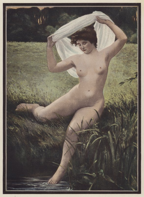 Mujer bañista (litografia de color) de Albert Auguste Fourie