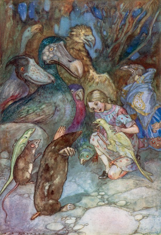 Ilustración para Alicia en el País de las Maravillas (litografía en color) de Albert Edward Jackson