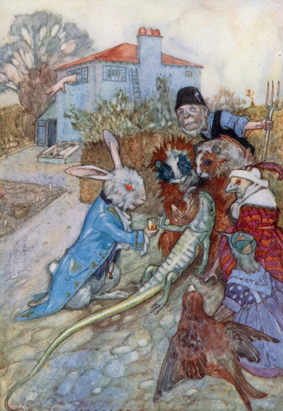 Ilustración para Alicia en el País de las Maravillas (litografía en color) de Albert Edward Jackson
