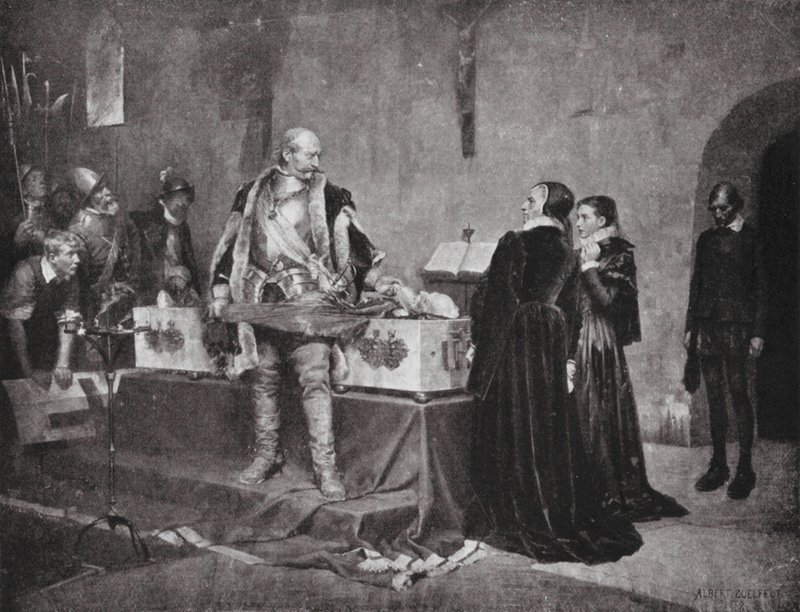 El duque Carlos insultando al cadáver de su enemigo Fleming (litografía) de Albert Gustaf Aristides (after) Edelfelt