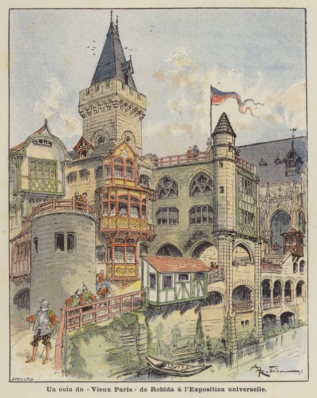 Un rincón del Viejo París de Robida en la Exposición Universal de Albert Robida