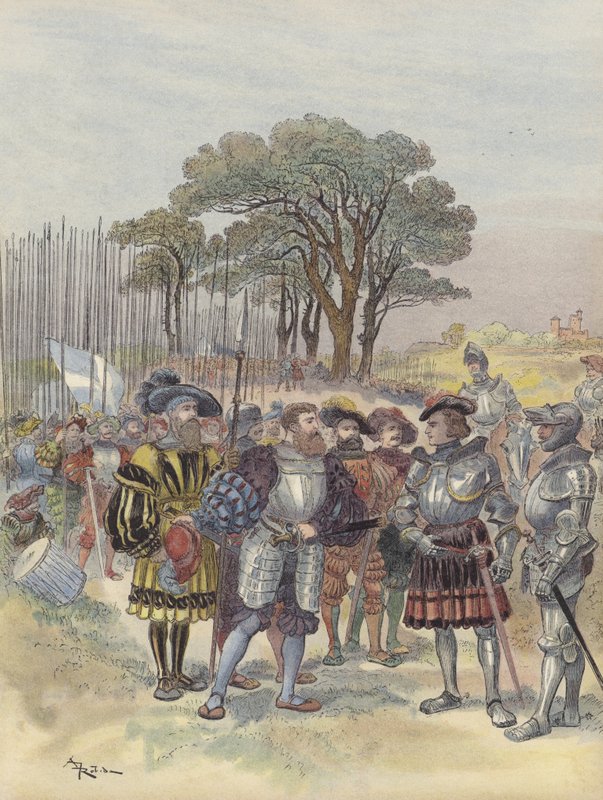En el campamento de la Bicocca, los suizos exigen sueldo, permiso o batalla de Albert Robida