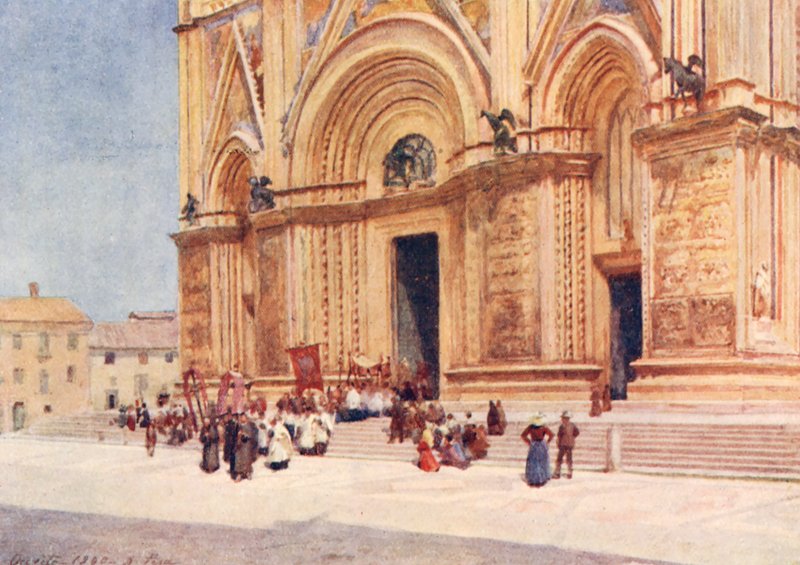 Duomo, Orvieto (litografía en color) de Alberto Pisa
