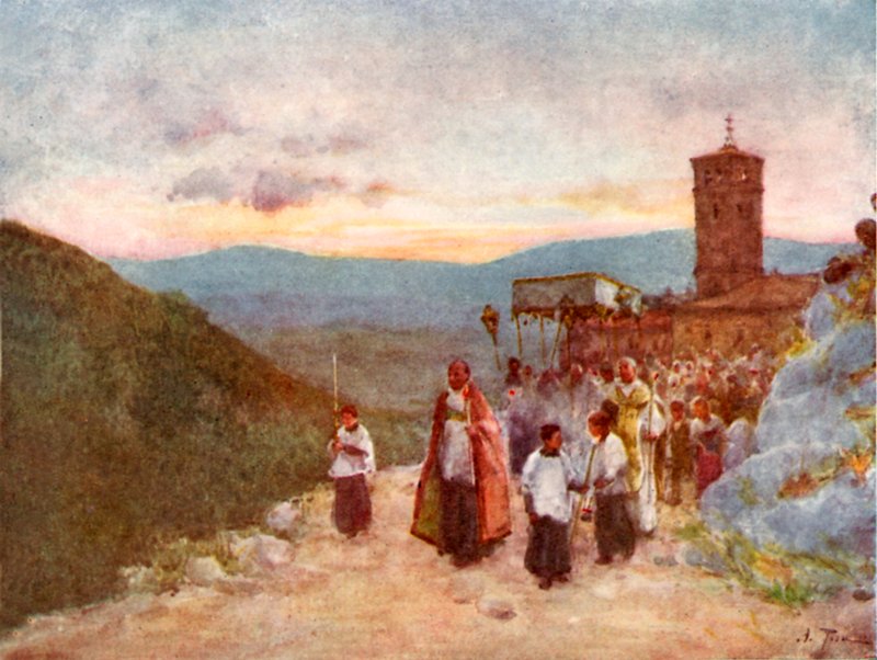 Procesión con la hostia en Subiaco de Alberto Pisa