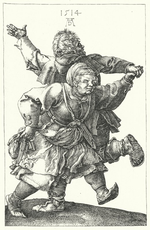 Pareja de campesinos bailando de Albrecht (after) Durer or Duerer