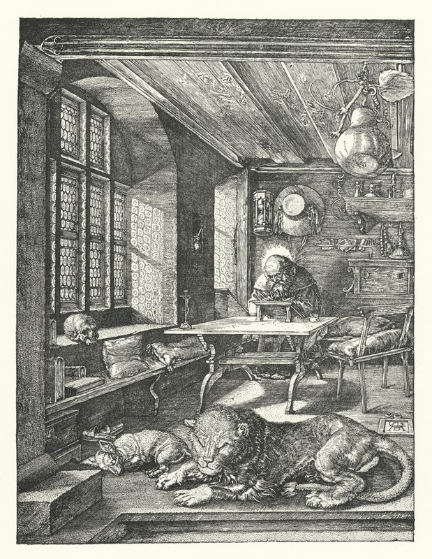 San Jerónimo en su estudio de Albrecht (after) Durer or Duerer
