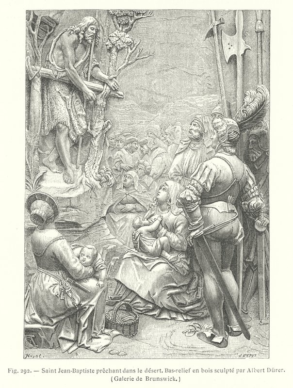San Juan Bautista predicando en el desierto (grabado) de Albrecht (after) Durer or Duerer