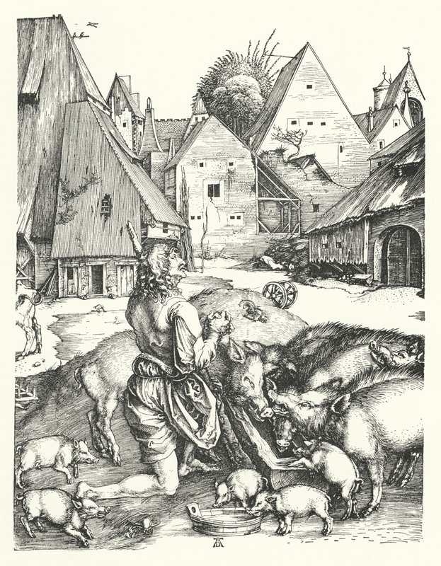 El hijo pródigo de Albrecht (after) Durer or Duerer