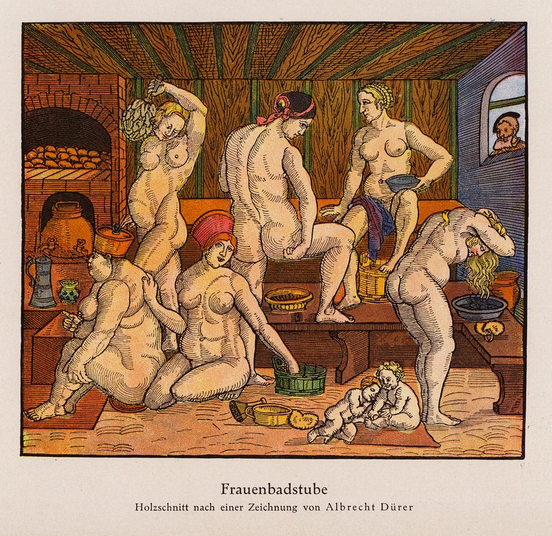 Baños de mujeres (litografia de color) de Albrecht (after) Durer or Duerer