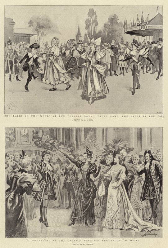 Los Niños en el Bosque en el Teatro Real, Drury Lane, los Niños en la Feria, Cenicienta en el Teatro Garrick, la Escena del Baile de Alexander Stuart Boyd