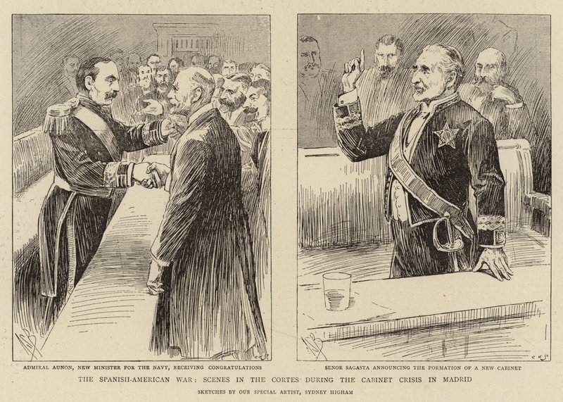 La guerra hispanoamericana, escenas en las Cortes durante la crisis del gabinete en Madrid de Alexander Stuart Boyd