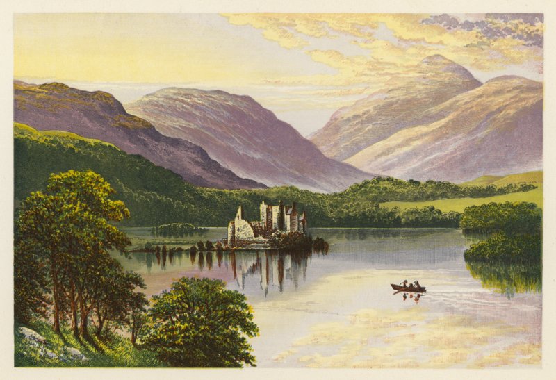 Paisajes de lagos escoceses: Loch Awe (litografía en color) de Alexander Francis (after) Lydon