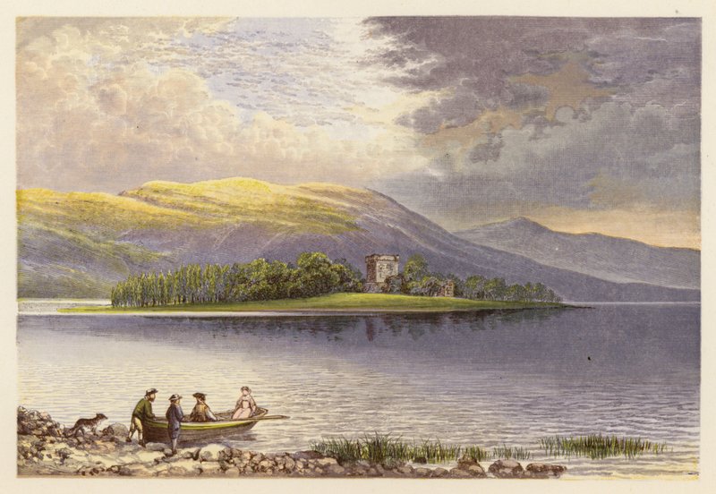 Paisajes de lagos escoceses: Loch Leven (litografía en color) de Alexander Francis (after) Lydon