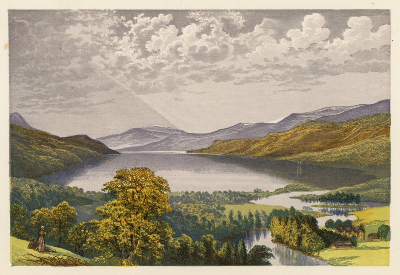 Paisajes de lagos escoceses: Loch Tay (litografía en color) de Alexander Francis (after) Lydon